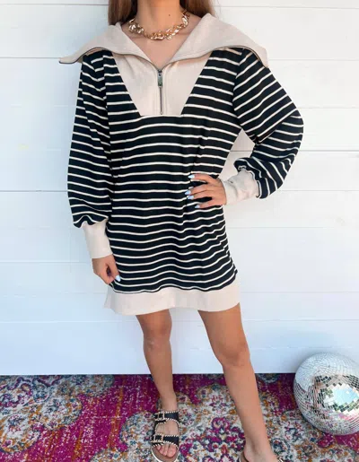 Entro Autumn Days Dress In Black/beige In Multi