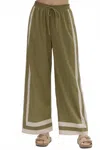 Entro Avenue Wide Leg Trousers In Olive Green In Green