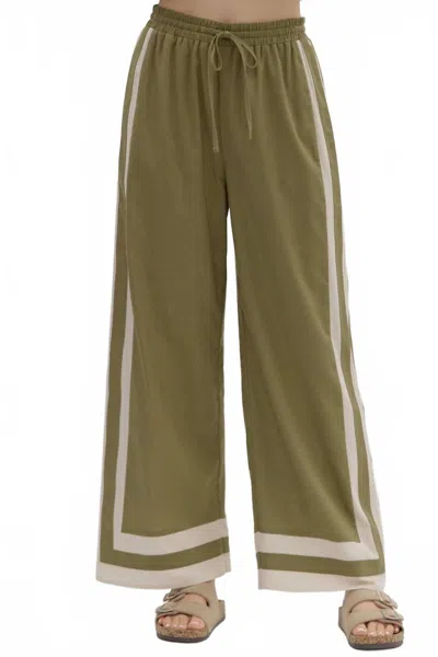 Entro Avenue Wide Leg Trousers In Olive Green