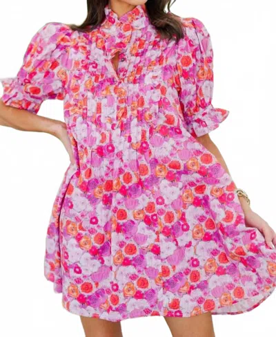 Entro Azalea Blooms Mini Dress In Pink In Multi