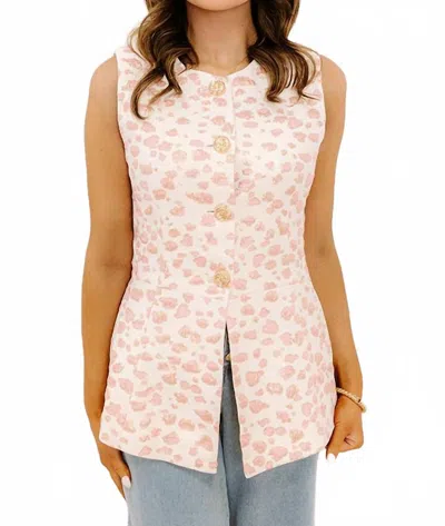 Entro Bailey Jacquard Vest In Pink Leopard