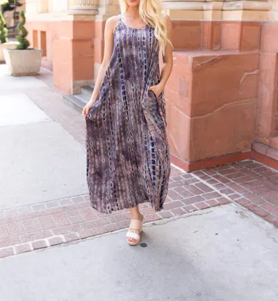 Entro Bamboo Forest Tie Dye Maxi Dress In Multi In Grey