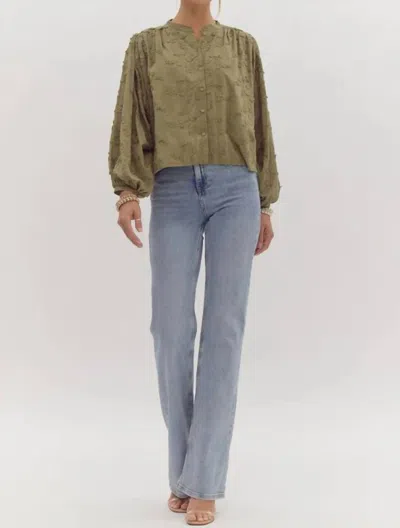 Entro Basil Top In Olive In Green