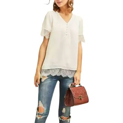 Entro Beautiful Lace Top In Ivory In Multi