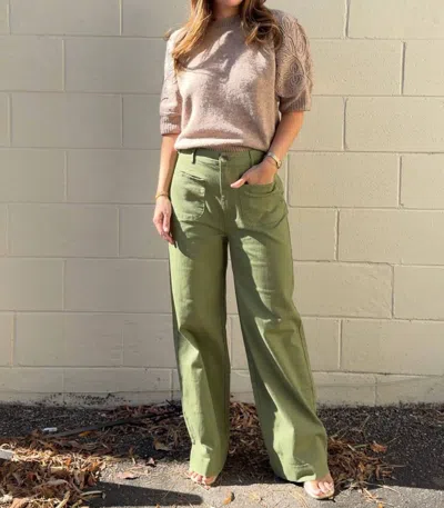 Entro Becca Wide Leg Pants In Olive In Green