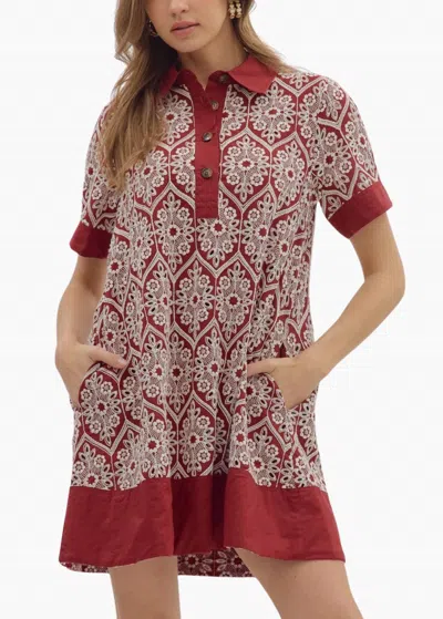 Entro Beckett Dress In Burgundy In Multi