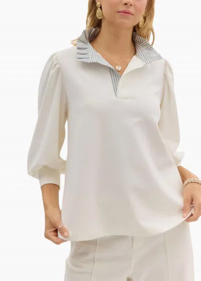 Entro Beckham Pullover Top In White