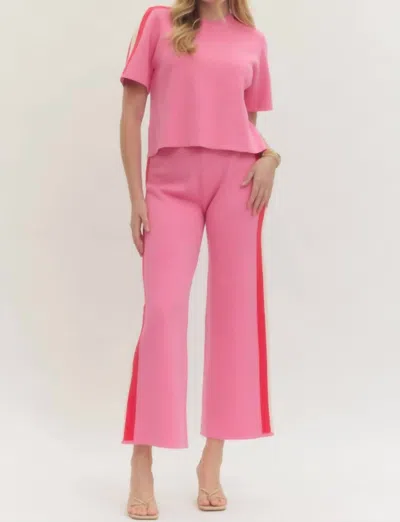 Entro Bella Side Stripe Pants In Pink In Animal Print
