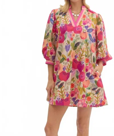 Entro Berry Mix Mini Dress In Multi