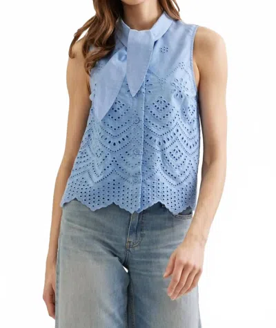 Entro Bethany Eyelet Top In Blue