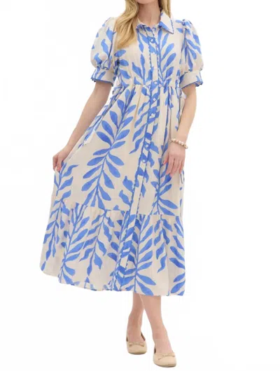 Entro Betty Botanical Midi Dress In Blue