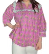 Entro Block Print Top In Pink And Green In Pink
