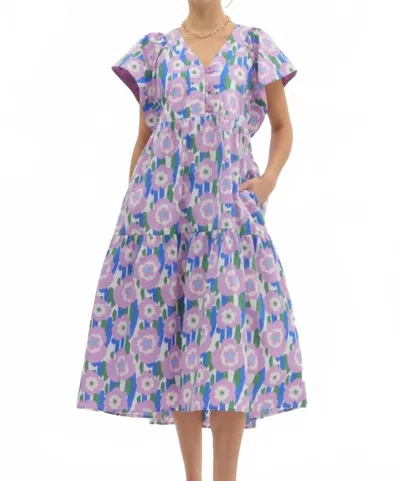 Entro Blooming In Style Dress In Lavender Floral In Blue