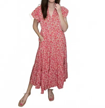 Entro Blossom Breeze Midi Dress In Pink In Animal Print