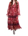 Entro Boho Long Sleeve Dress In Rust In Multi