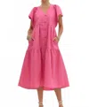 Entro Bold And Beautiful Button Dress In Solid Pink In Pink