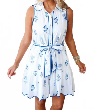 Entro Bonnet Sleeveless Dress In White/blue