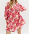 Entro Bonnie Dress In Pink Multi In Pink