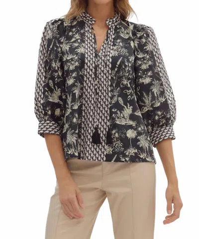Entro Botanical Blouse In Multi In Gray
