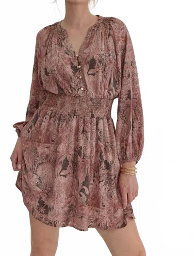 Entro Botanical Dress In Pink/grey In Multi