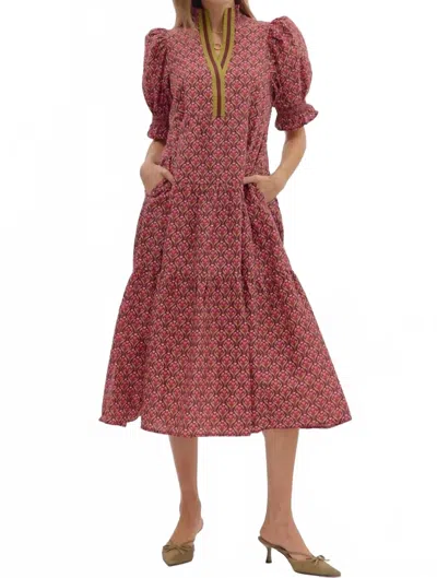 Entro Botanical Midi Dress In Pink