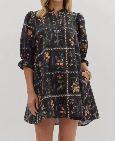 Entro Botanical Mini Dress In Multi