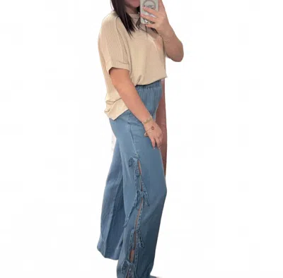 Entro Bow Detail Wide Leg Pant In Blue