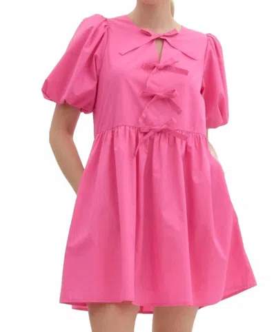 Entro Bow Dress In Hot Pink