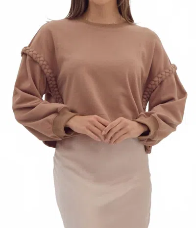 Entro Braided Pullover Top In Mocha In Brown