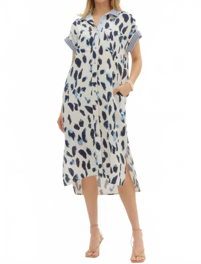 Entro Brandie Midi Shirt Dress In Blue