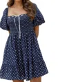 Entro Brianna Polka Dot Mini Dress In Navy In Blue