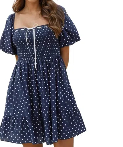 Entro Brianna Polka Dot Mini Dress In Navy