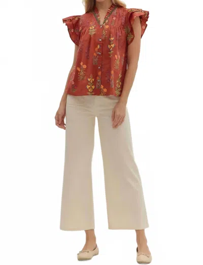 Entro Brick Floral Top In Cameron In Brown