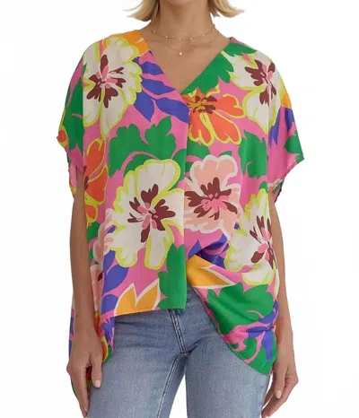 Entro Bright And Cheery Floral Top In Multi