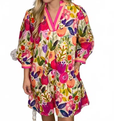 Entro Bright Floral Mini Dress In Multi
