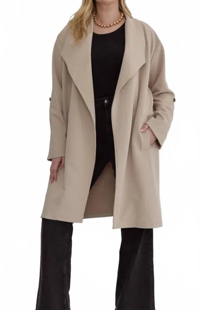 Entro Brinna Textured Coat In Taupe In Neutral