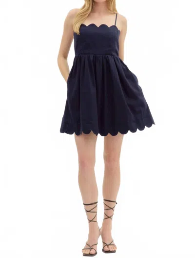 Entro Brooke Scalloped Back Bow Dress In Navy Blue