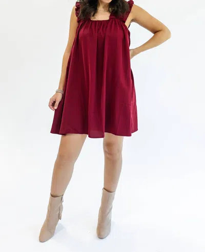 Entro Brunchin' Babe Shift Dress In Burgundy In White