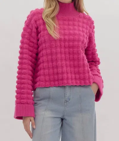 Entro Bubble Sweater In Hot Pink