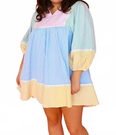Entro Burst Of Bliss Babydoll Dress In Multi In Blue