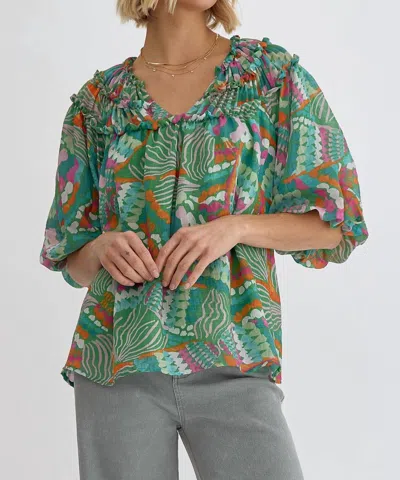 Entro Butterfly Blouse In Green