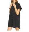 Entro Button Down Collared Dress In Black In Black