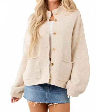 Entro Button Up Sweater Cardigan In Oatmeal In Brown