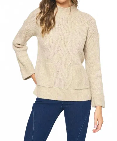 Entro Cable Knit Pocket Sweater In Oatmeal In Neutral