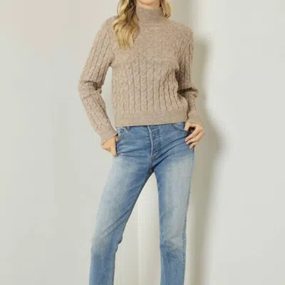 Entro Cable Knit Turtleneck Sweater In Taupe In Neutral