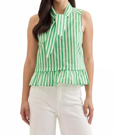 Entro Capri Stripe Top In Green