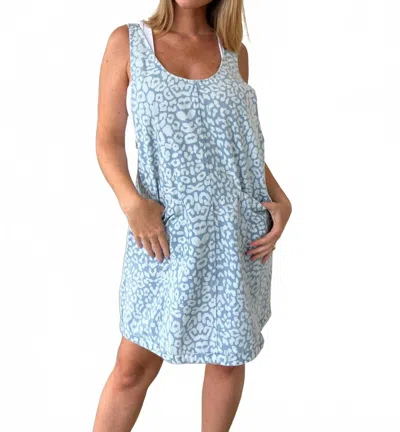 Entro Carly Sleeveless Leopard Dress In Light Denim In Blue