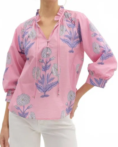 Entro Carnation Peasant Top In Pink