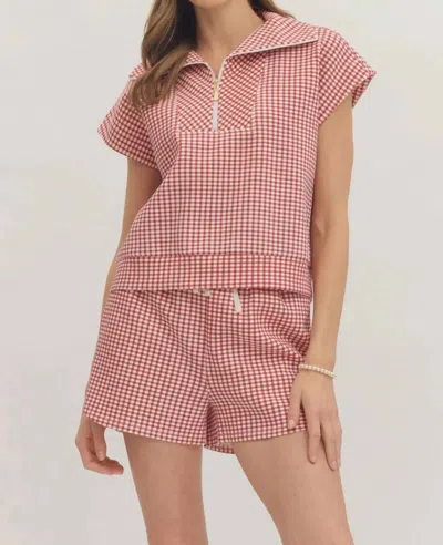 Entro Caroline Zip Top In Pink In Red