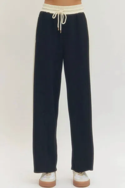 Entro Casual Knockout Wide Leg Pants In Cream/black In Multi
